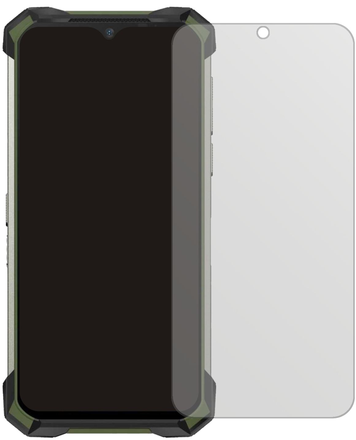 DoogeeS88 Plus mit aufgebrachter dipos Displayschutzfolie, die lästige Fingerabdrücke minimiert