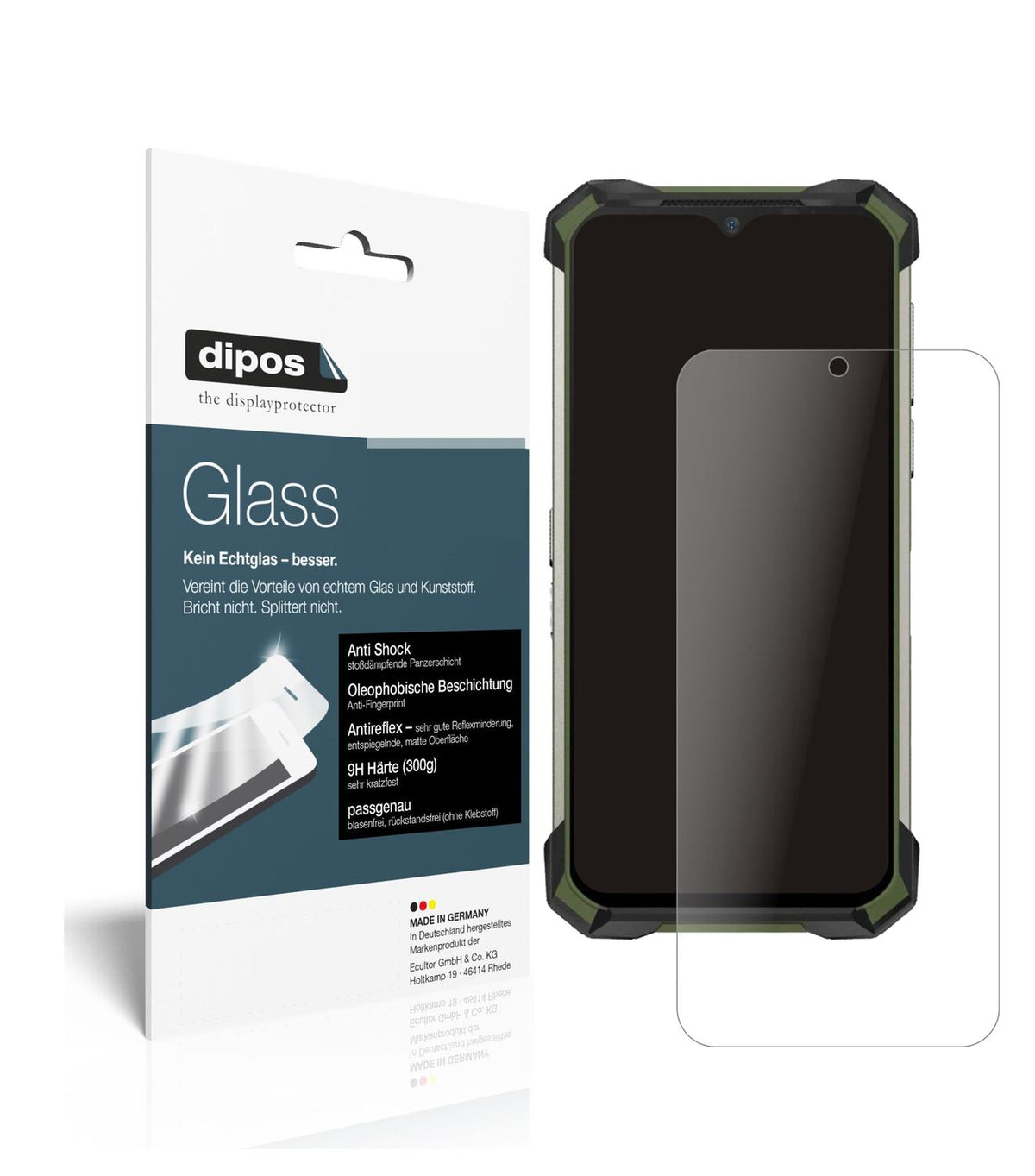 Matte Displayschutzfolie von dipos passend für Doogee S88 Plus, 9H kratzfest und blasenfrei montiert