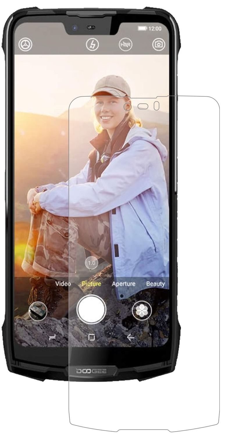 DoogeeS90 Pro mit aufgebrachter dipos Panzerfolie, die lästige Fingerabdrücke minimiert