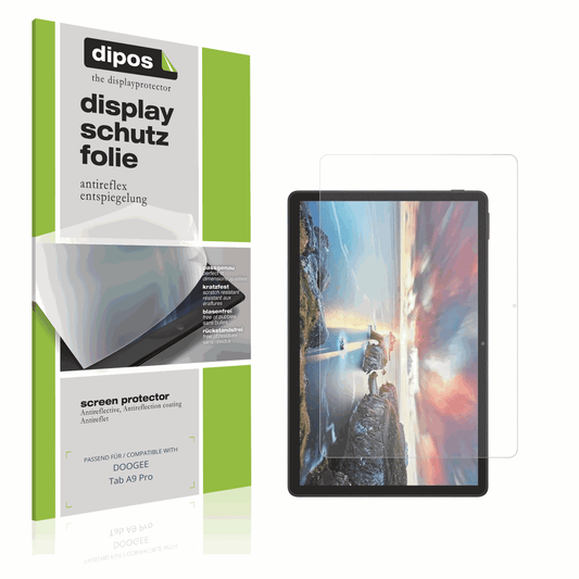 Matte Displayschutzfolie von dipos passend für DOOGEE Tab A9 Pro, präziser Zuschnitt und blasenfrei montiert