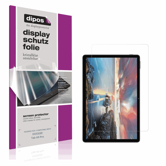 Klare Displayschutzfolie von dipos passend für DOOGEE Tab A9 Pro, präziser Zuschnitt und blasenfrei montiert