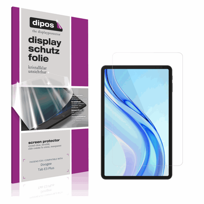 Klare Displayschutzfolie von dipos passend für Doogee Tab E3 Plus, präziser Zuschnitt und blasenfrei montiert