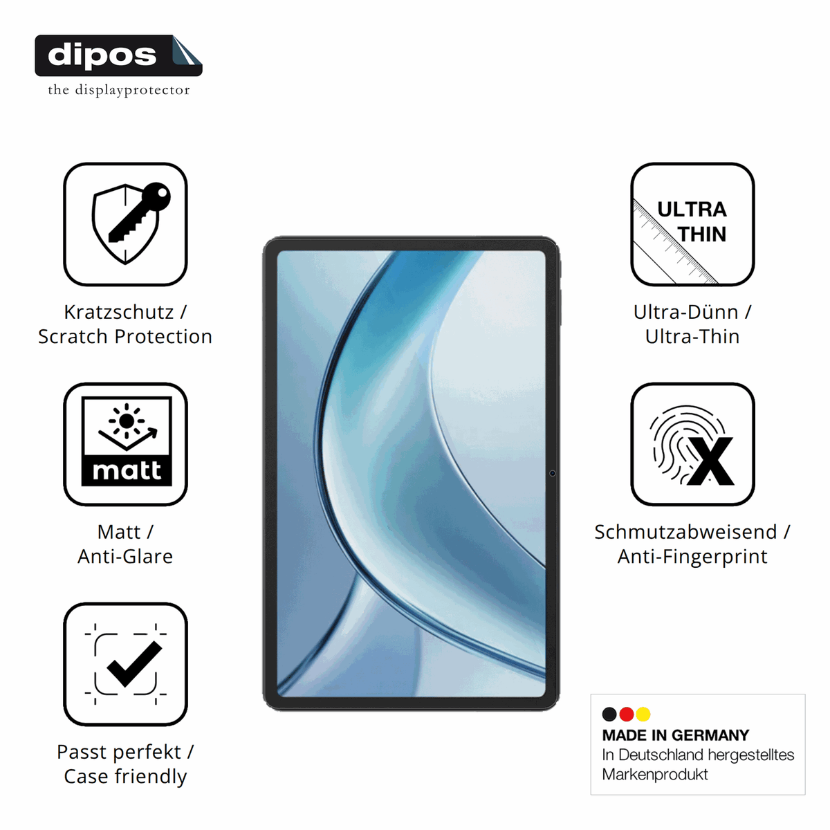 Displayschutz hergestellt in Deutschland, höchste Qualität made in Germany