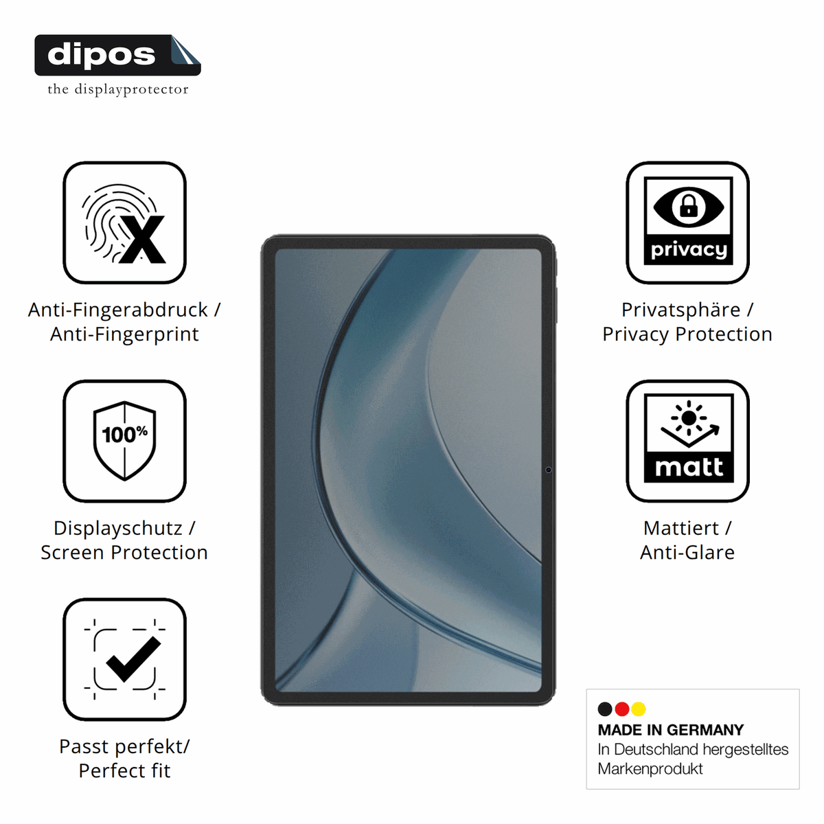 Privatsphäre-Schutz durch Sichtschutz-Folie passend zugeschnitten für Doogee Tab G5