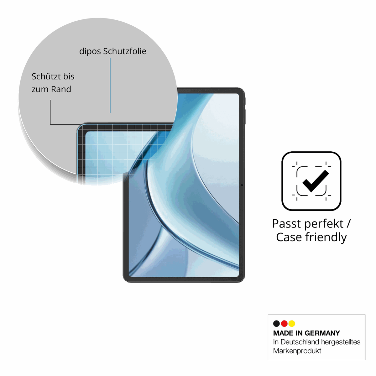 Schutzglasfolie mit optimaler Passform, zur Verwendung mit Hüllen geeignet