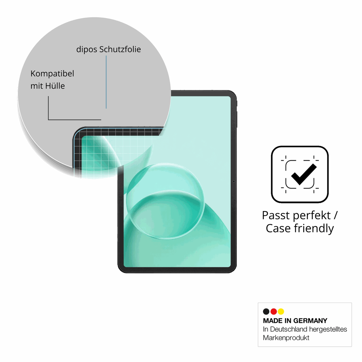 Schutzfolie mit optimaler Passform, zur Verwendung mit Hüllen geeignet