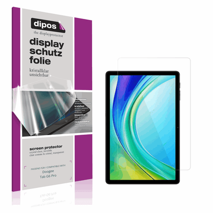 Klare Displayschutzfolie von dipos passend für Doogee Tab G6 Pro, präziser Zuschnitt und blasenfrei montiert