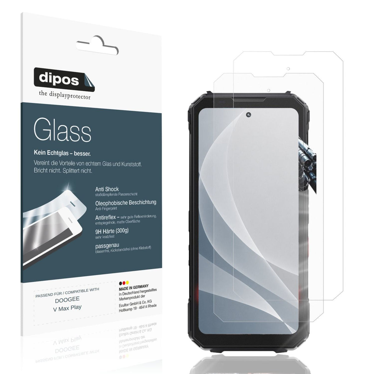 Matte Displayschutzfolie von dipos passend für DOOGEE V Max Play, 9H kratzfest und blasenfrei montiert