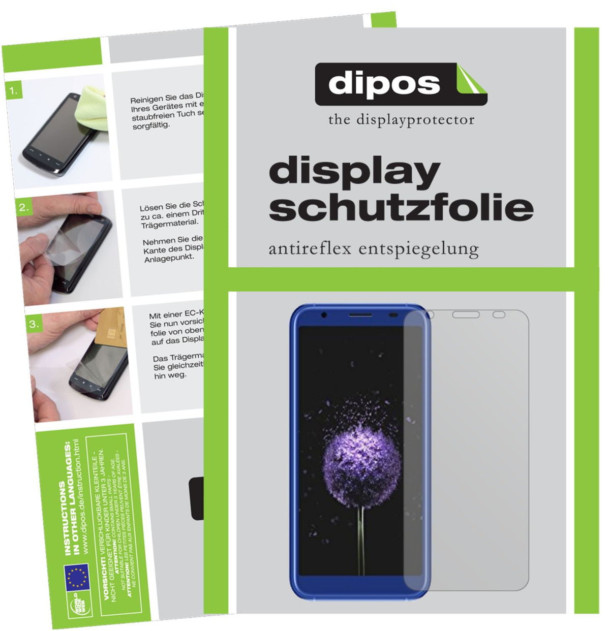 Matte Displayschutzfolie von dipos passend für Doogee X50L, präziser Zuschnitt und blasenfrei montiert