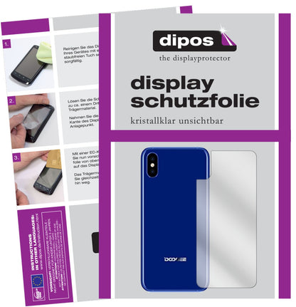 Klare Displayschutzfolie von dipos passend für Doogee X50L Rückseite, präziser Zuschnitt und blasenfrei montiert