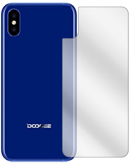 DoogeeX50L Rückseite mit aufgebrachter dipos Displayschutzfolie, glasklare Darstellung ohne Einschränkungen