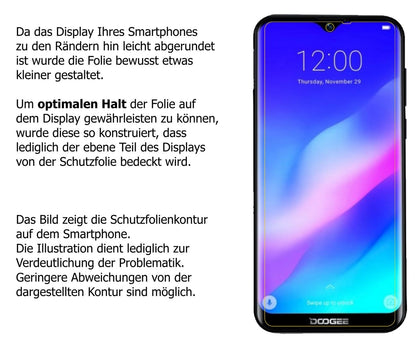 Dünne und klare Folie passend zugeschnitten für Doogee Y8 Plus (2019)