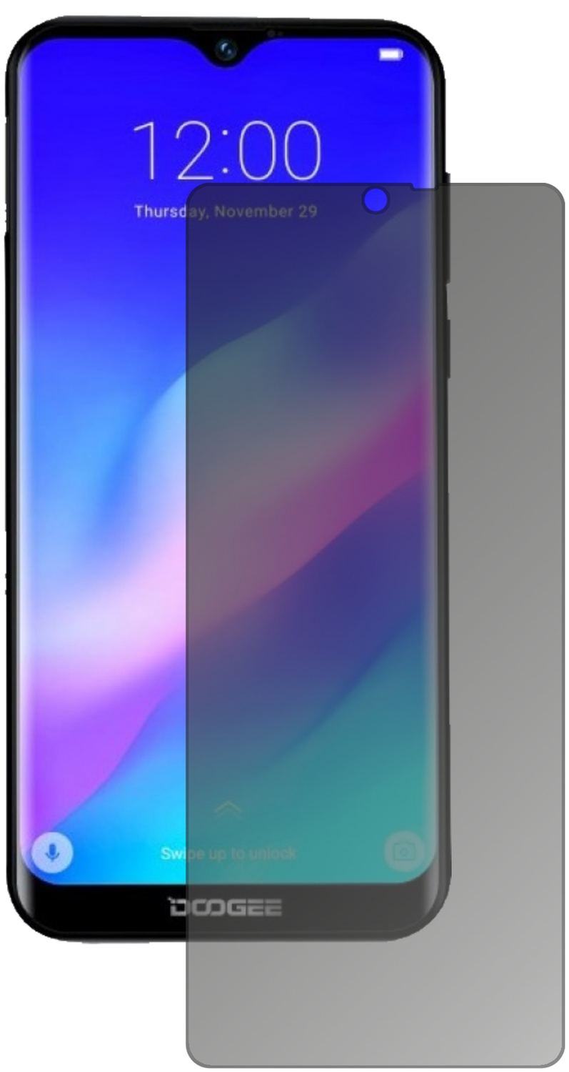 DoogeeY8 Plus (2019) mit aufgebrachtem dipos Displayschutz, der seitliche Einblicke blockiert