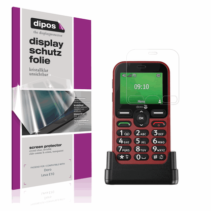 Klare Displayschutzfolie von dipos passend für Doro Leva E10, präziser Zuschnitt und blasenfrei montiert