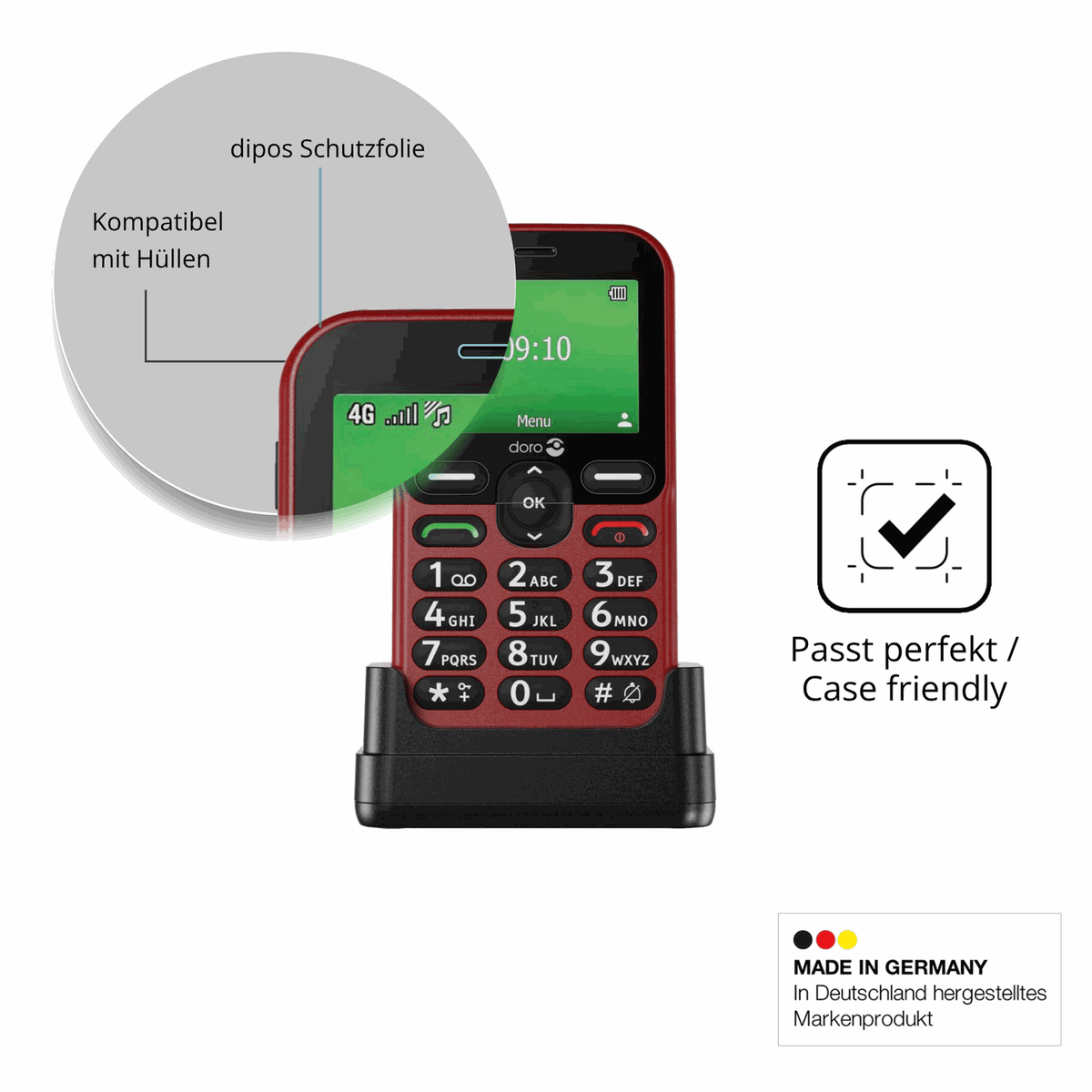 Schutzfolie mit optimaler Passform, zur Verwendung mit Hüllen geeignet