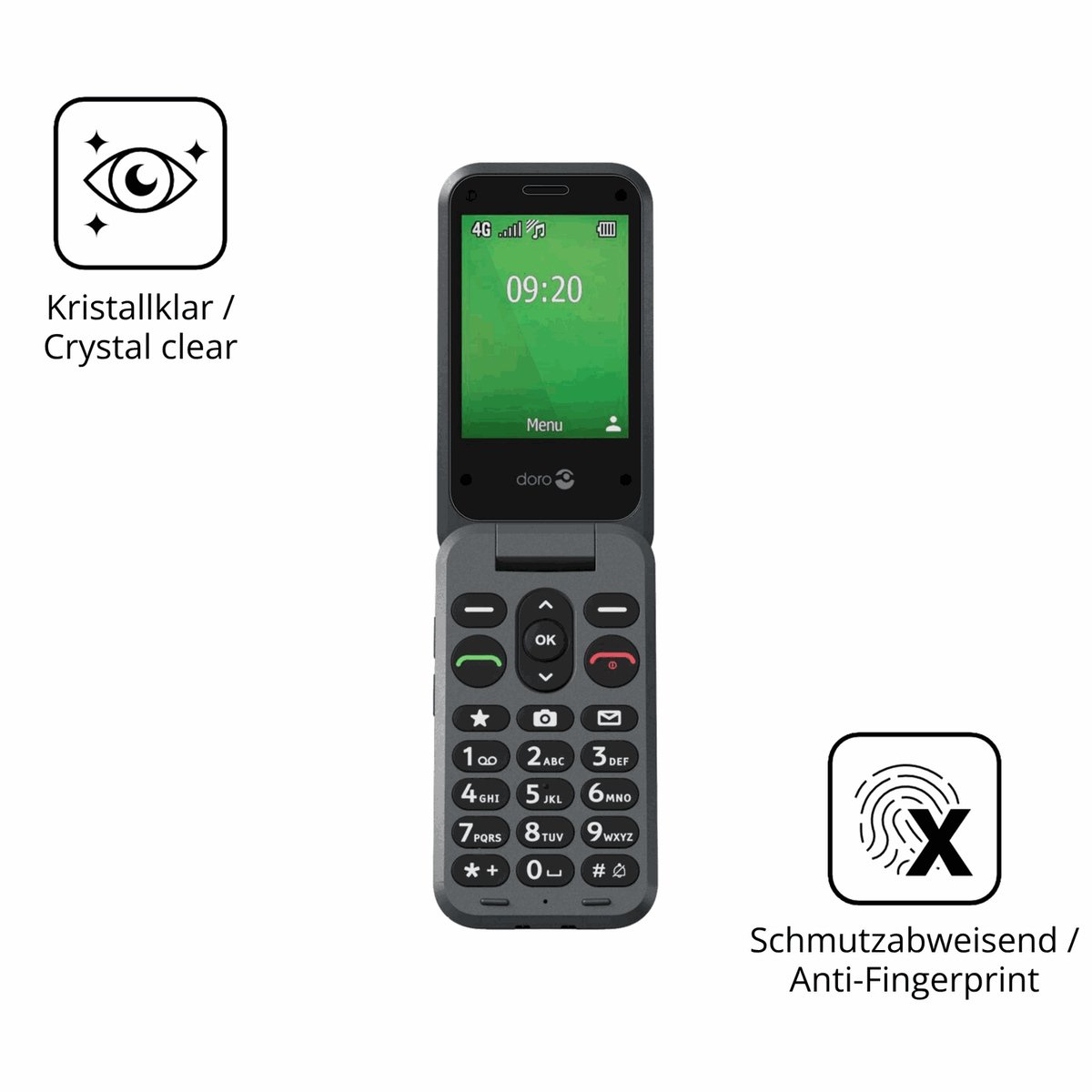 Flexible TPU-Folie passend zugeschnitten für Doro Leva E20, vollständige Abdeckung