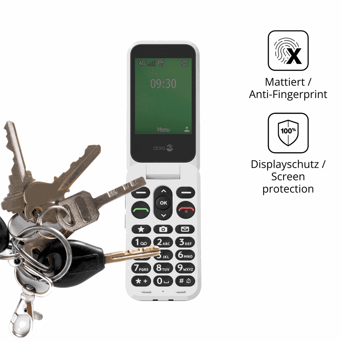 dipos Displayschutz für Doro Leva E22, mattierte Oberfläche, Blickschutzfilter und perfekter Passform