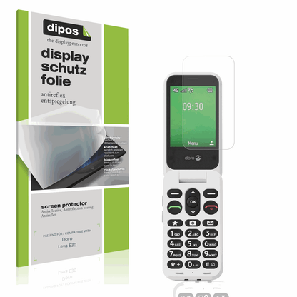 Matte Displayschutzfolie von dipos passend für Doro Leva E30, präziser Zuschnitt und blasenfrei montiert