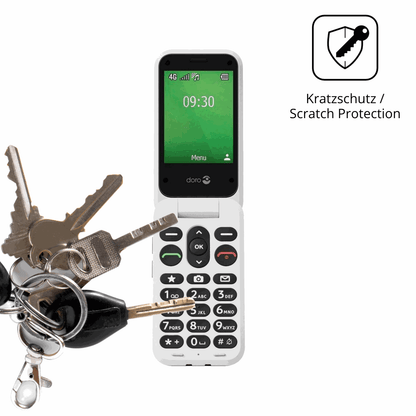 Schutz gegen Kratzer auf dem Doro Leva E30 Glas durch Schlüssel oder Ähnliches