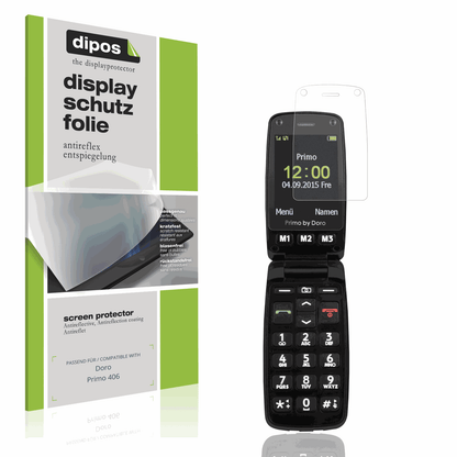 Matte Displayschutzfolie von dipos passend für Doro Primo 406, präziser Zuschnitt und blasenfrei montiert