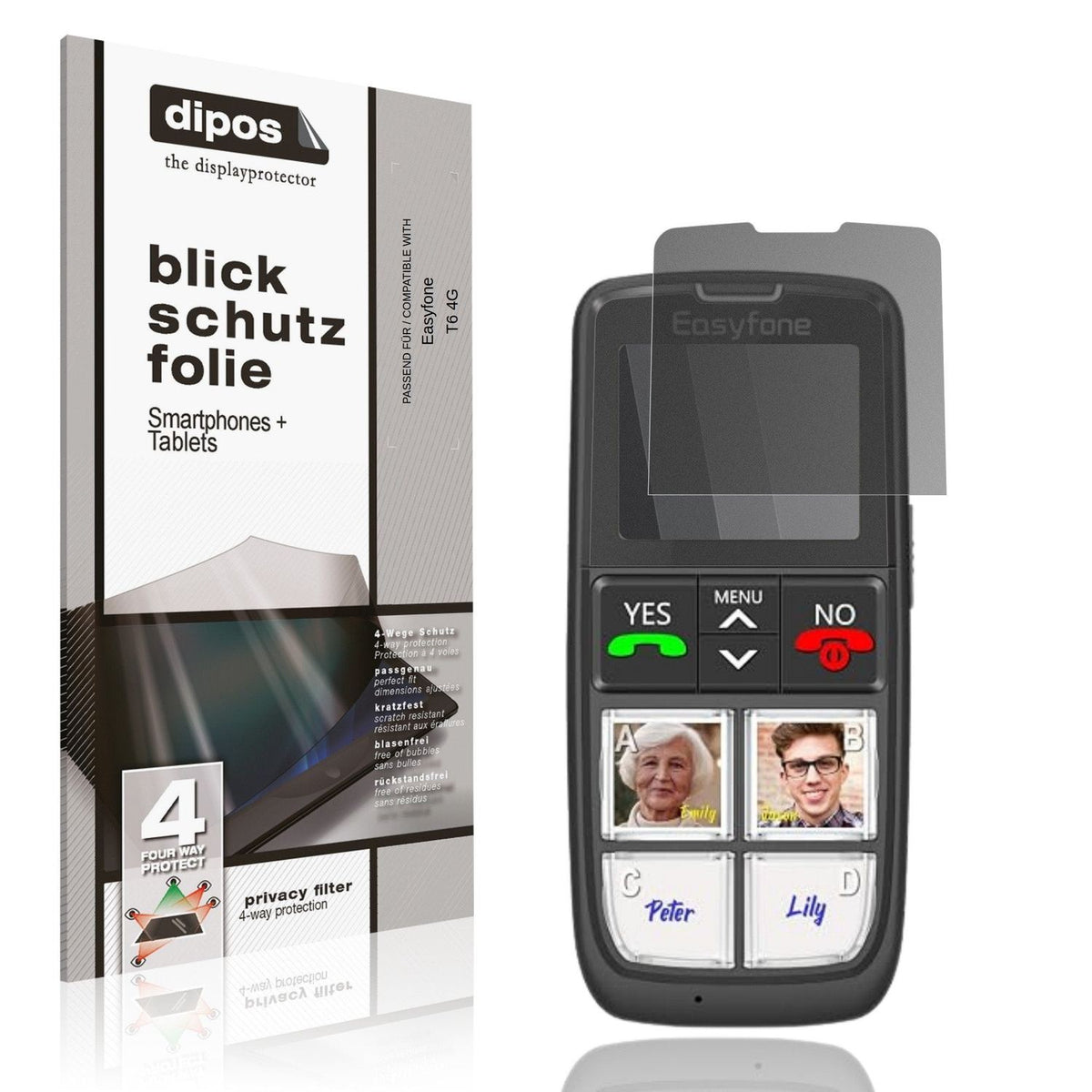 Blickschutzfolie für Easyfone T6 4G matt Schutzfolie Privacy