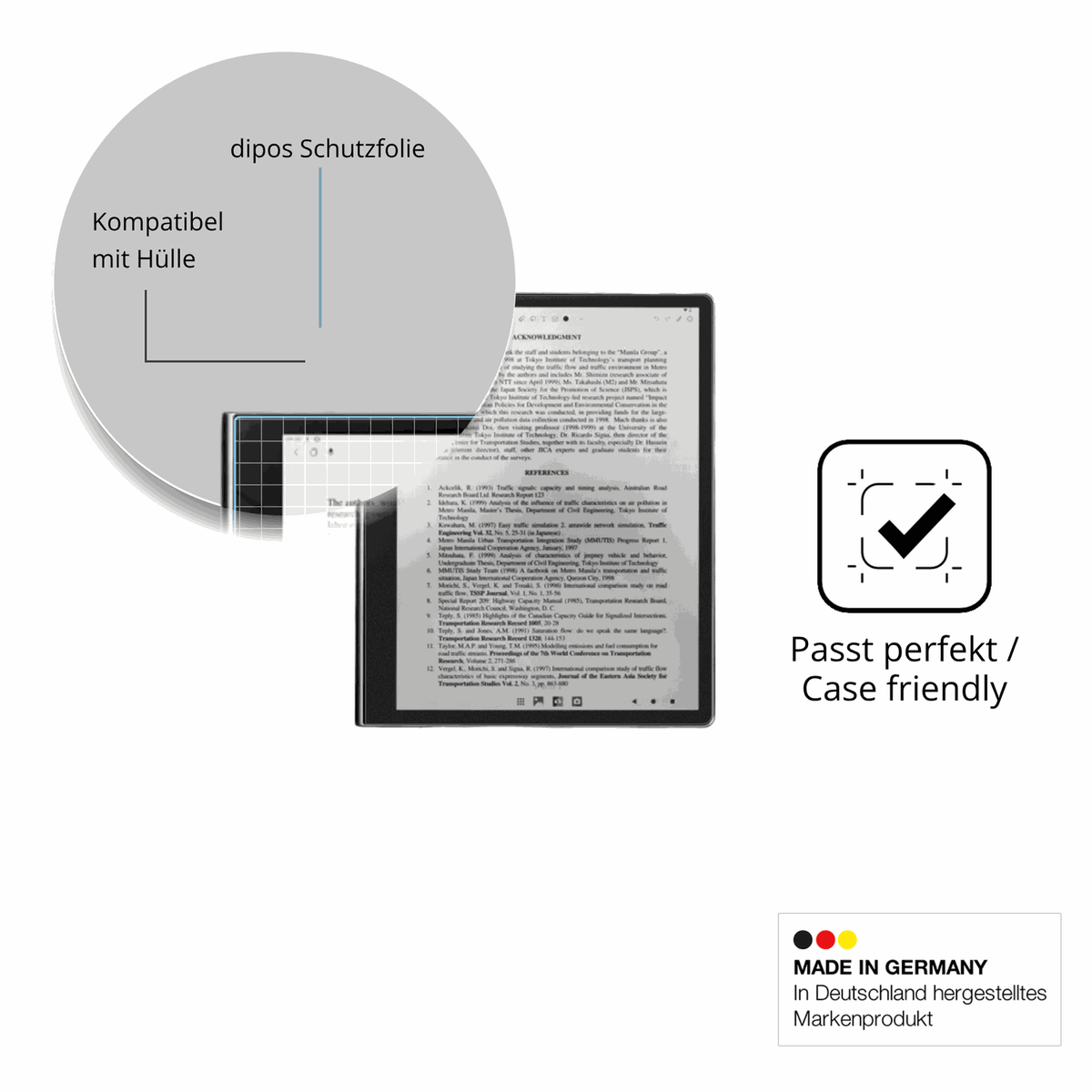 Schutzfolie mit optimaler Passform, zur Verwendung mit Hüllen geeignet