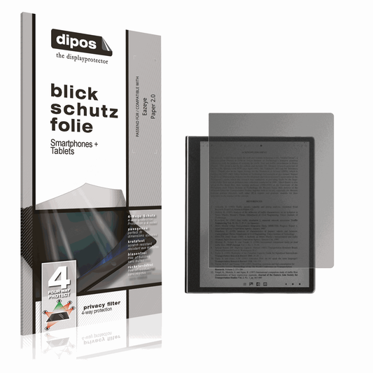 Blickschutzfolie von dipos passend für eazeyepaper 2.0, präziser Zuschnitt und blasenfrei montiert