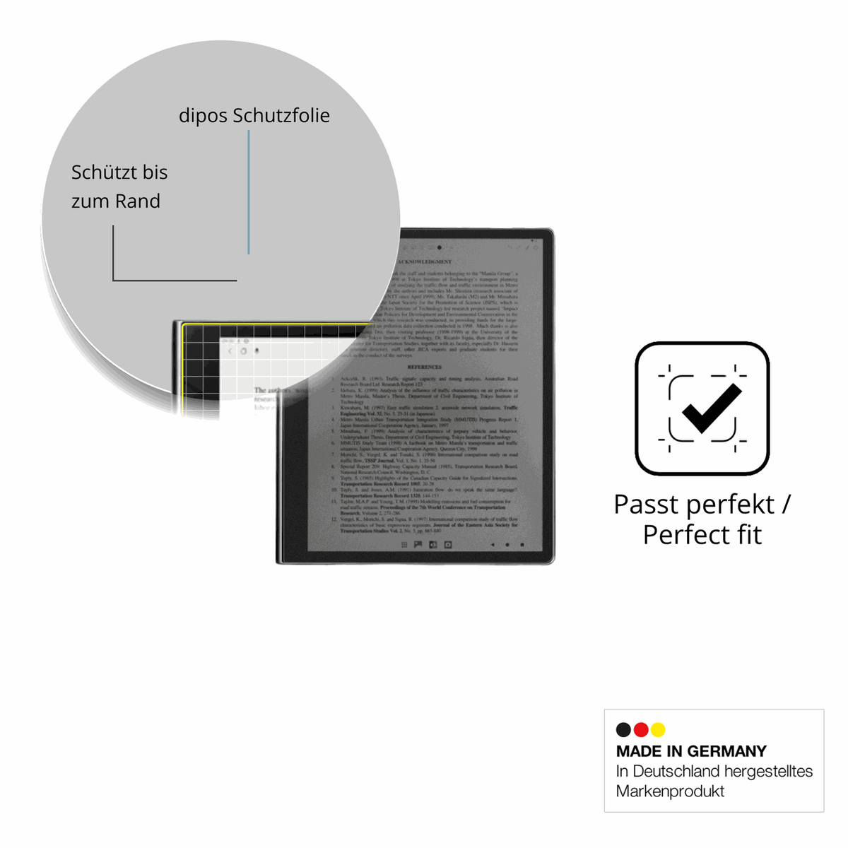 Schutz gegen Kratzer auf dem eazeyepaper 2.0 Glas durch Schlüssel oder Ähnliches