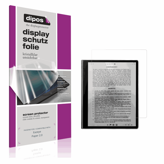 Klare Displayschutzfolie von dipos passend für eazeyepaper 2.0, präziser Zuschnitt und blasenfrei montiert