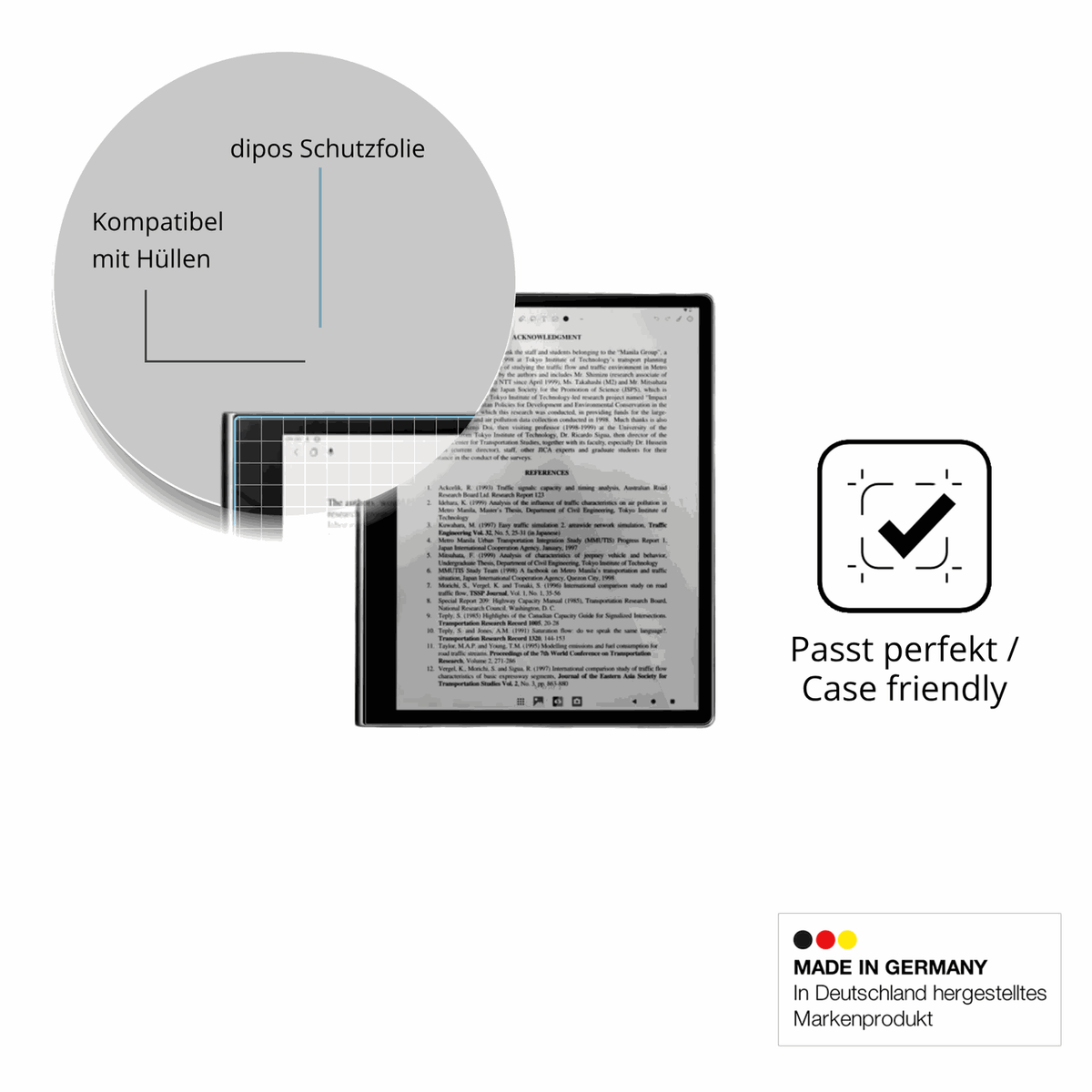 Schutzfolie mit optimaler Passform, zur Verwendung mit Hüllen geeignet