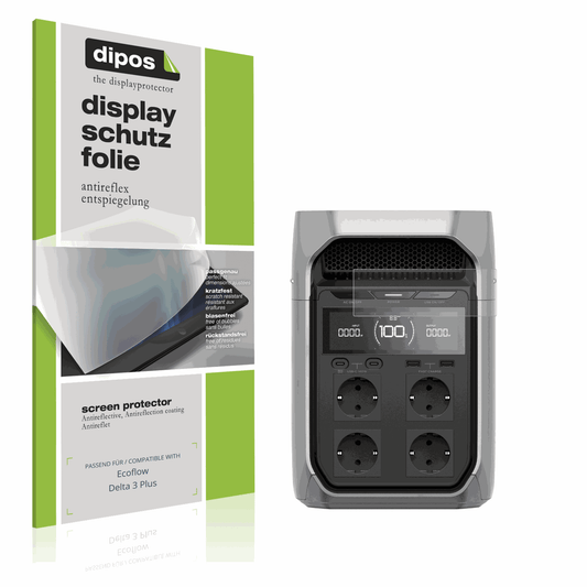 Matte Displayschutzfolie von dipos passend für Ecoflow Delta 3 Plus, präziser Zuschnitt und blasenfrei montiert