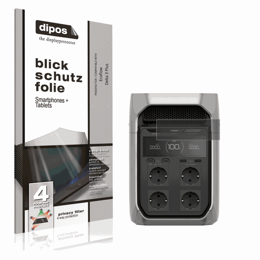 Blickschutzfolie von dipos passend für Ecoflow Delta 3 Plus, präziser Zuschnitt und blasenfrei montiert