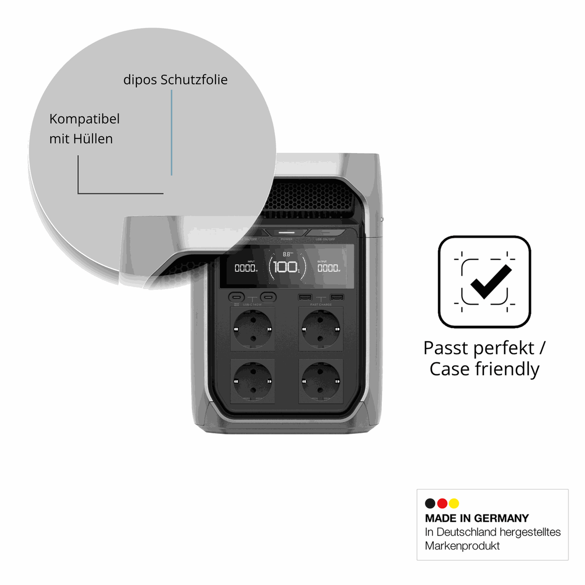 Schutzfolie mit optimaler Passform, zur Verwendung mit Hüllen geeignet