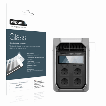 Klare Displayschutzfolie von dipos passend für Ecoflow Delta 3 Plus, 9H kratzfest und blasenfrei montiert