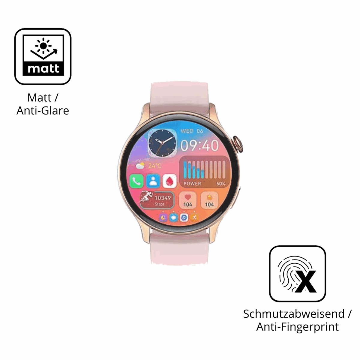 Dünne und entspiegelnde Folie passend zugeschnitten für EKO Connected Watch 5.2