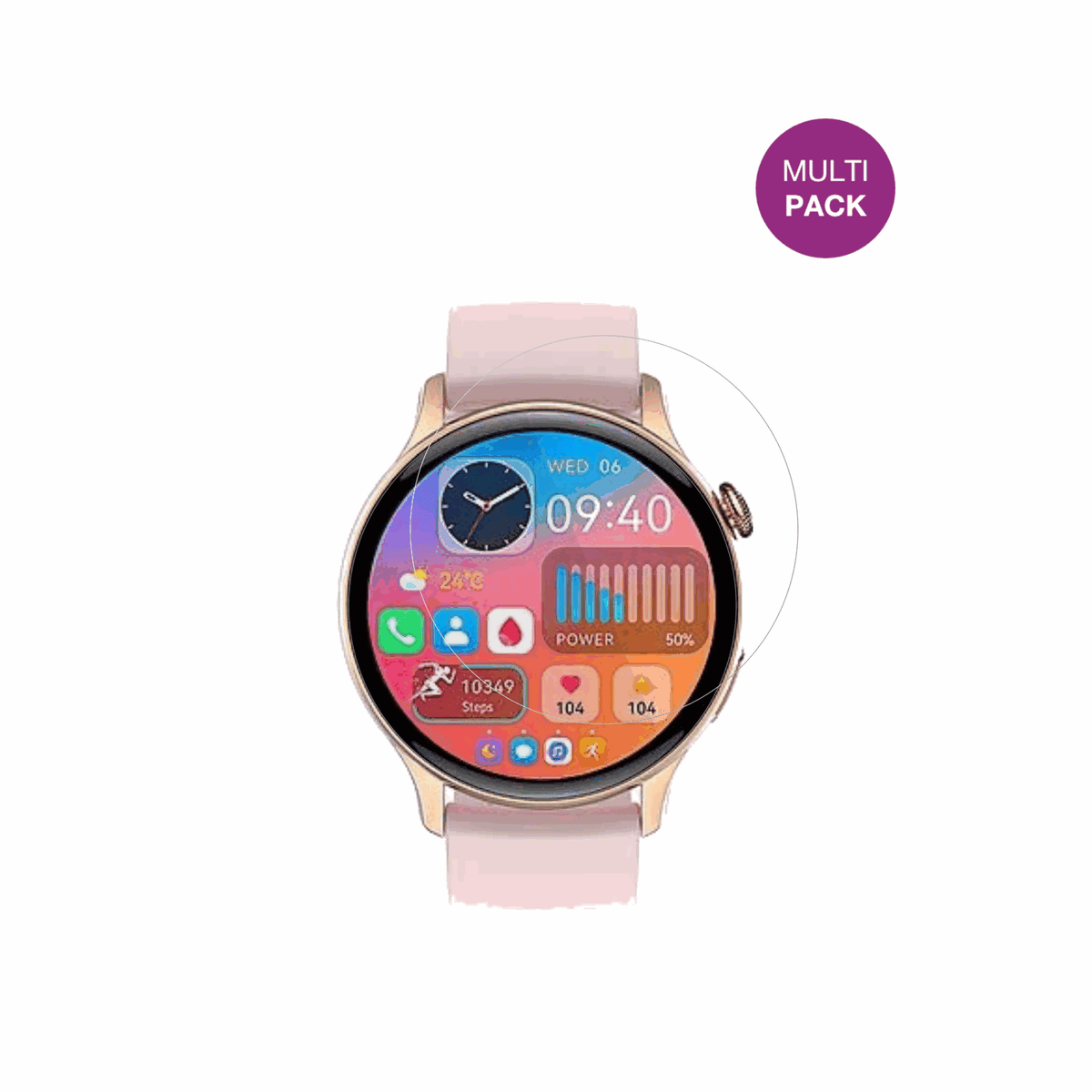 EKOConnected Watch 5.2 mit aufgebrachter dipos Displayschutzfolie, glasklare Darstellung ohne Einschränkungen