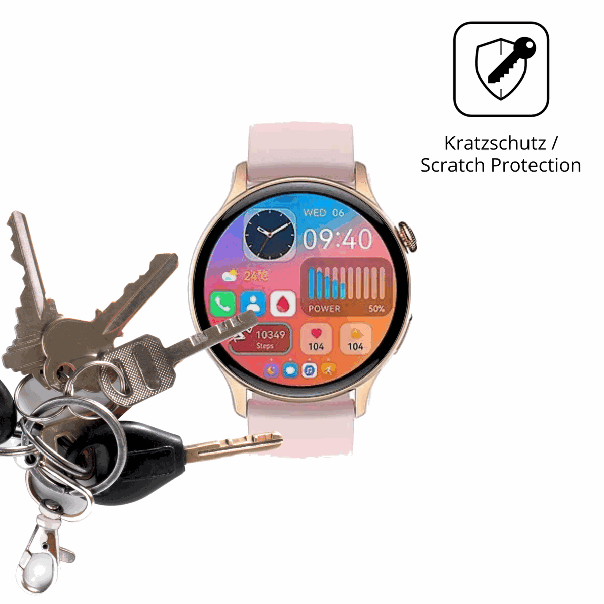 Schutz gegen Kratzer auf dem EKO Connected Watch 5.2 Glas durch Schlüssel oder Ähnliches