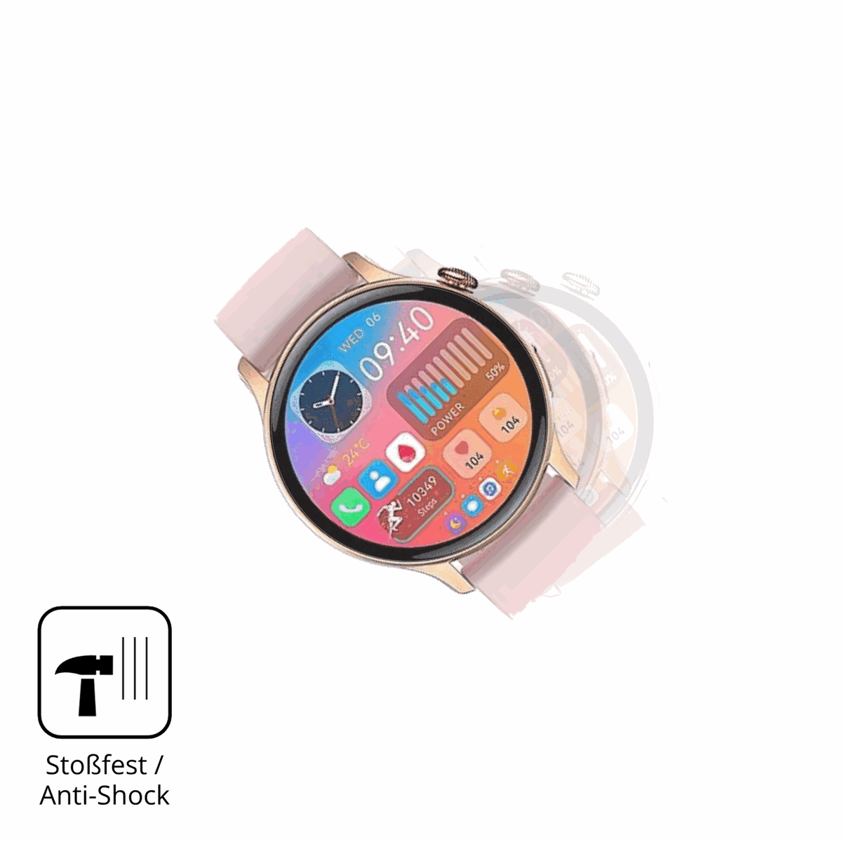 Schutz gegen Kratzer auf dem EKO Connected Watch 5.2 Glas durch Schlüssel, Stöße gegen die Tischkante oder Stürze