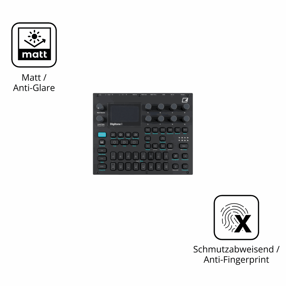 Dünne und entspiegelnde Folie passend zugeschnitten für Elektron Digitone