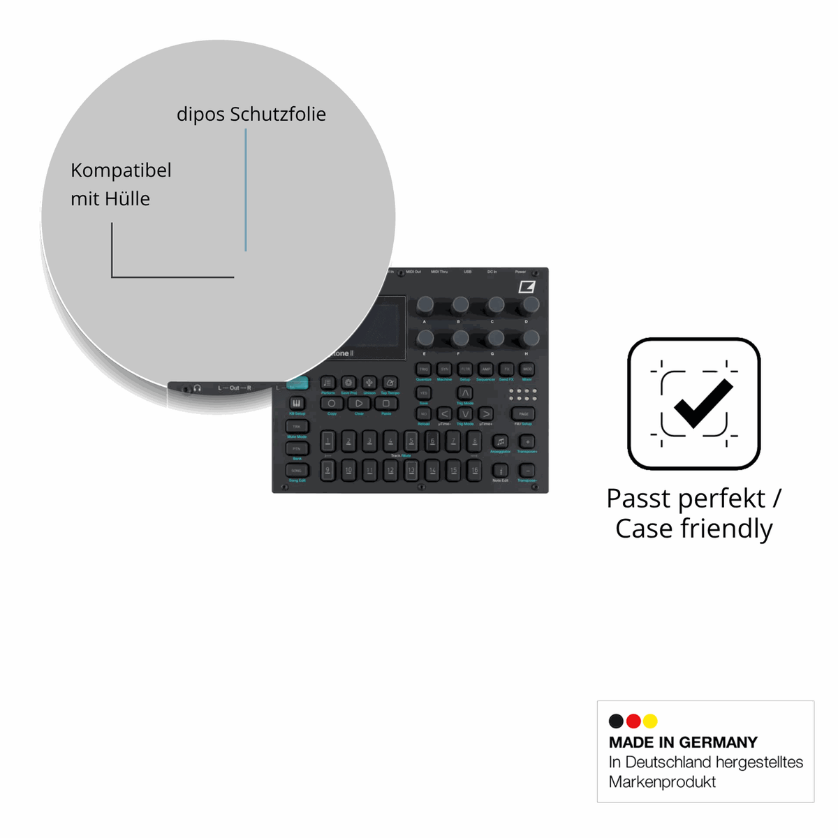 Schutzfolie mit optimaler Passform, zur Verwendung mit Hüllen geeignet