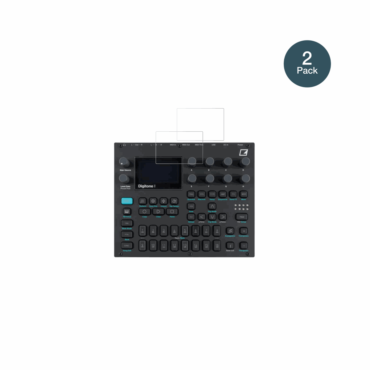 ElektronDigitone mit aufgebrachter dipos Flex Schutzfolie, glasklare Darstellung ohne Einschränkungen