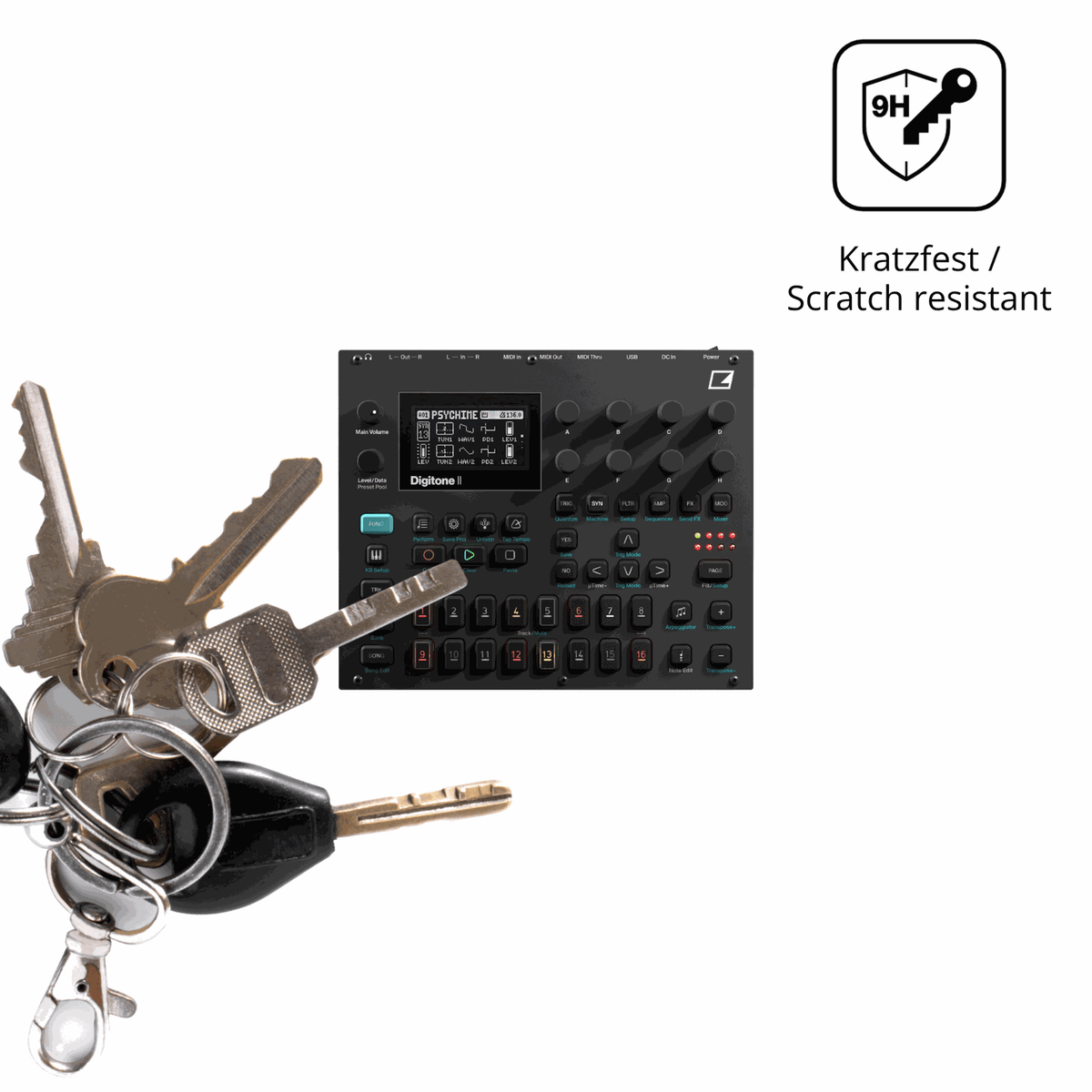 dipos Displayschutz für Elektron Digitone II, transparente Oberfläche, perfekte Passform auch für die Rundungen
