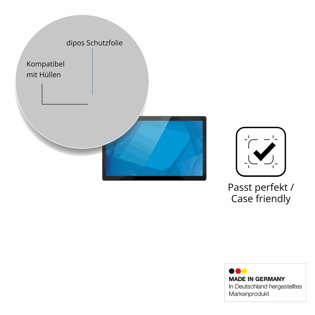 Schutzfolie mit optimaler Passform, zur Verwendung mit Hüllen geeignet