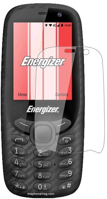 EnergizerE241S mit aufgebrachter dipos Flex Schutzfolie, glasklare Darstellung ohne Einschränkungen