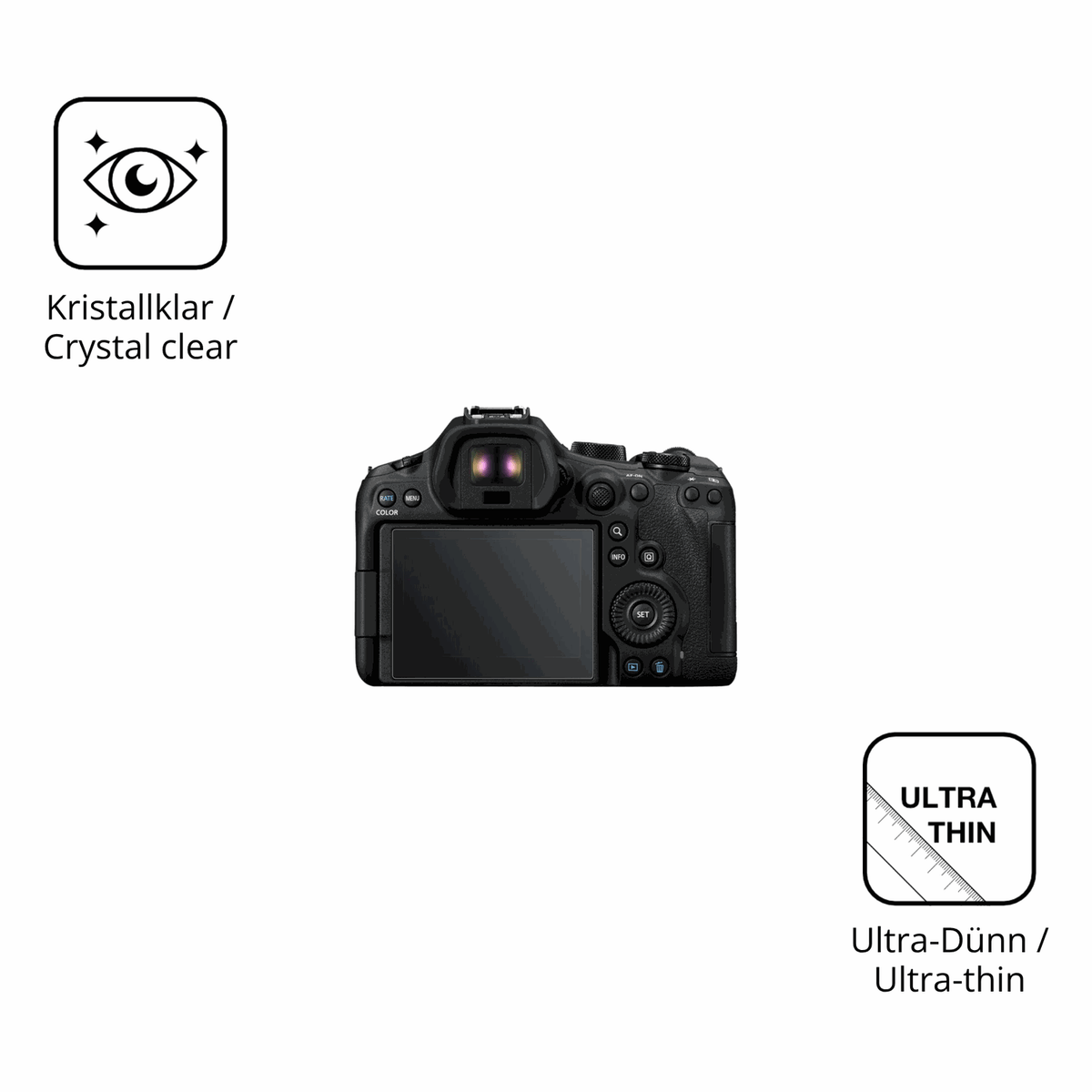 Dünne und klare Folie passend zugeschnitten für EOS R6 Mark III