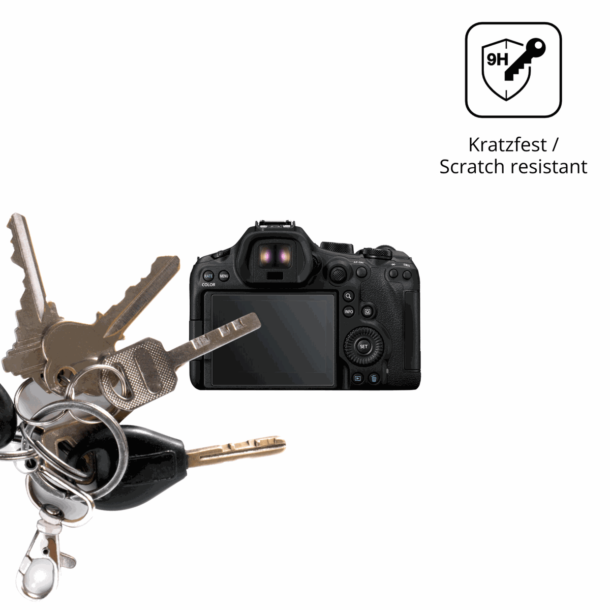 dipos Displayschutz für EOS R6 Mark III, transparente Oberfläche, perfekte Passform auch für die Rundungen