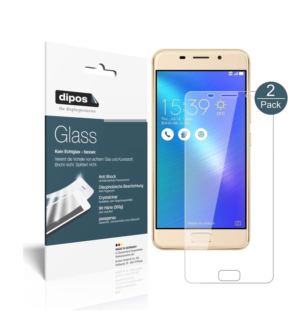 1x 9H Schutzfolie für Asus Zenfone 3S Max Panzerfolie