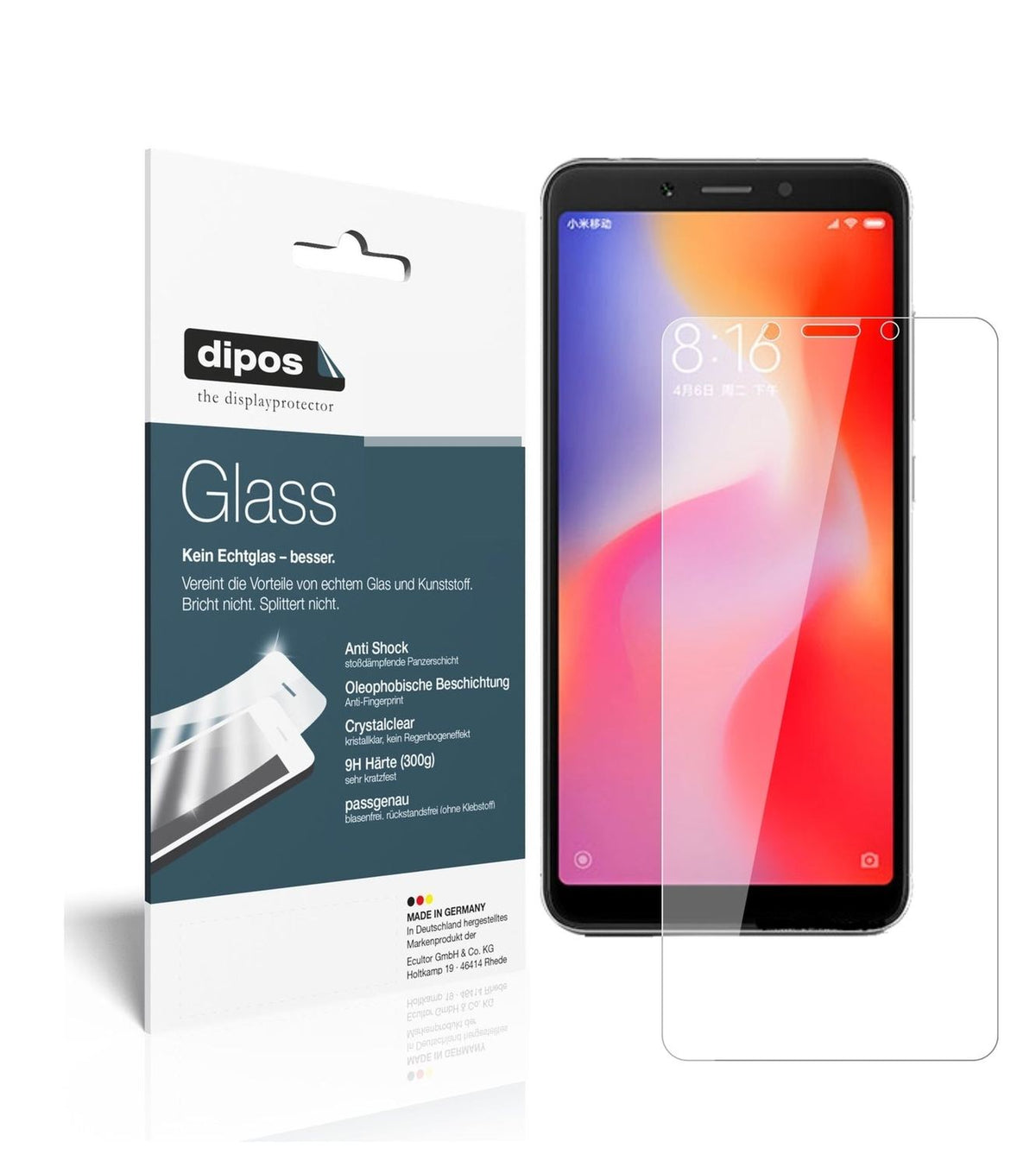 1x 9H Schutzfolie für Xiaomi Redmi 6 Panzerfolie