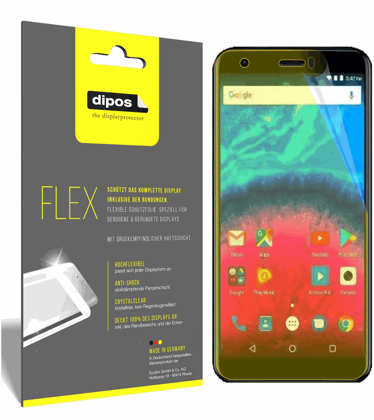3x 3D Full Cover Schutzfolie für Archos Core 55S
