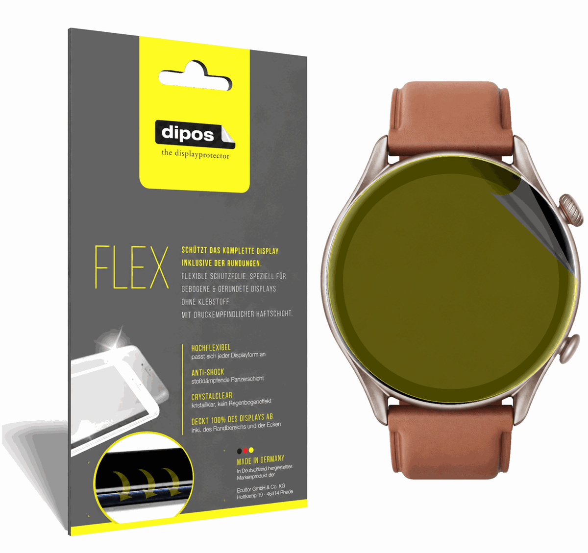 2x 3D Full Cover Schutzfolie für Amazfit GTR 3 Pro